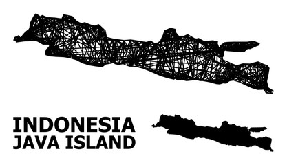 Wire Frame Map of Java Island