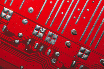 Electronic circuit board abstract background. computer motherboard close up. micro elements of...