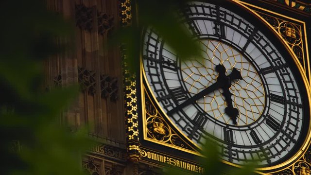 The popular London landmark, the clock tower known as Big Ben on the North Tower of the Houses of Parliament in London,UK