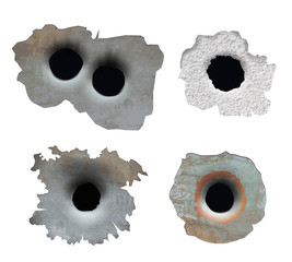 Bullet hole. Crush damaged crack glass from gun smashes pieces broken surface vector bullet lines. Illustration of crack from gun bullet, circular ragged - obrazy, fototapety, plakaty