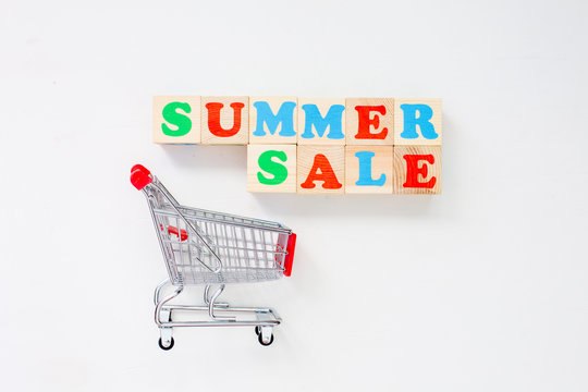 Concept summer time. Seasonal sale in stores.