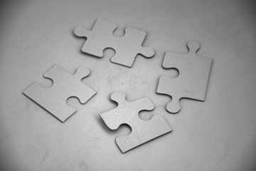 puzzle pieces white background. solutions, mission, successful, goals, cooperation, partnership and strategy concept