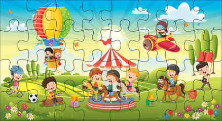 Puzzle Game Illustration For Children - Ready For Press