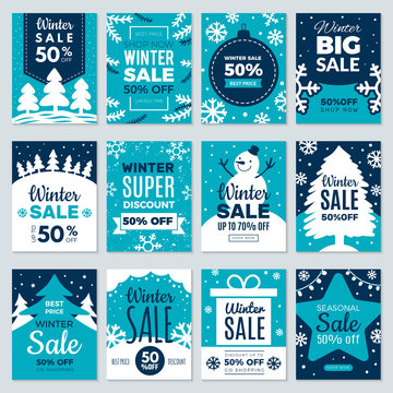Christmas sale. Winter promotional labels cards advertising special offers season sales and perfect offers vector cards collection. Christmas promotion discount poster, best price sale illustration