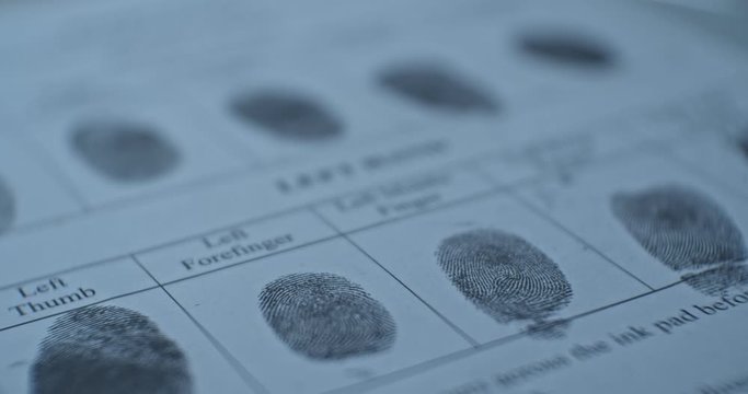 Fingerprints card close up in motion, CSI.