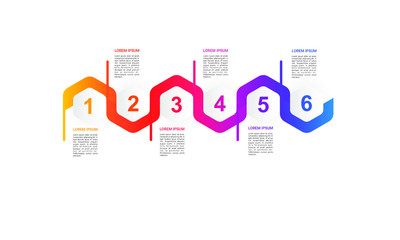 Vector hexagon Infographic stack chart design with icons and 6 options or steps. for business concept. Can be used for presentations banner, workflow layout, process diagram, flow chart,