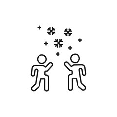 people play snowballs - minimal line web icon. simple vector illustration. concept for infographic, website or app.