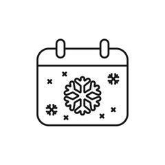 calendar with snowflake - minimal line web icon. simple vector illustration. concept for infographic, website or app.