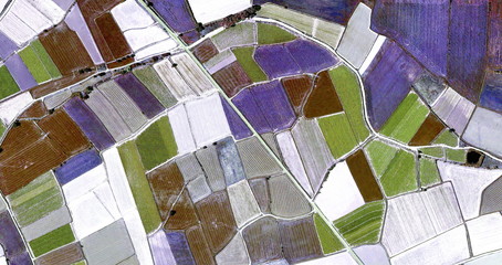 night composition,Abstract photography of Spanish fields from the air, Cubist composition of human...