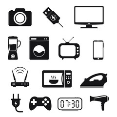 Home appliances and electronics. Flat icons set