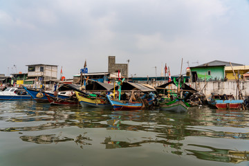 Fototapeta na wymiar Sunda Kelapa port cityscape, Jakarta, Indonesia