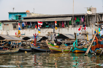  Sunda Kelapa port cityscape, Jakarta, Indonesia