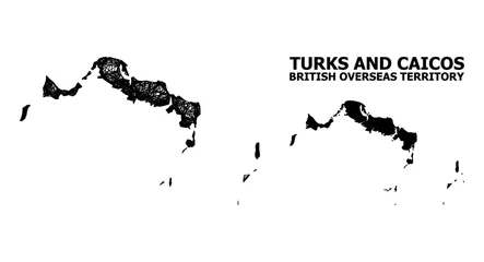 Foto op Plexiglas Wire Frame Map of Turks and Caicos Islands © Sergey