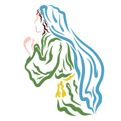 Fototapeta premium A covered head woman prays to God