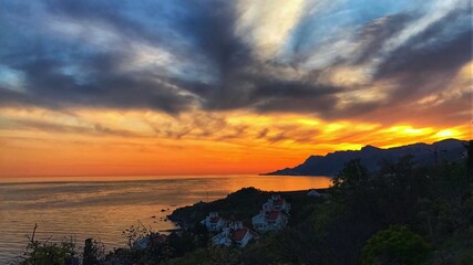 sunset in Crimea, beautiful view in the evening