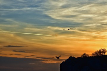sunset in Crimea, beautiful view in the evening