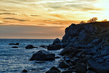 sunset in Crimea, beautiful view in the evening