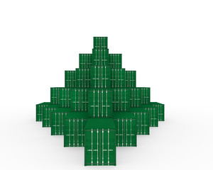 Fototapeta premium 3D Illustration of Cargo Container with Saudi Arabia Flag on white background. Delivery, transportation, shipping freight transportation.