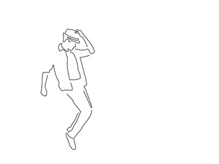 Man dancing line drawing, vector illustration design. Music collection.