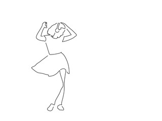 Woman dancing line drawing, vector illustration design. Music collection.