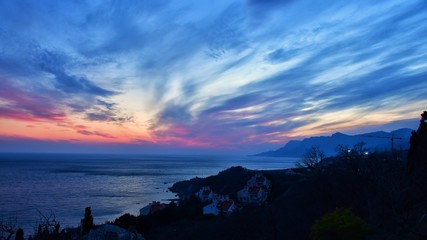 sunset in Crimea, beautiful view in the evening
