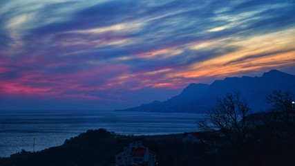 sunset in Crimea, beautiful view in the evening