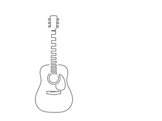Acoustic guitar isolated line drawing, vector illustration design. Music collection.