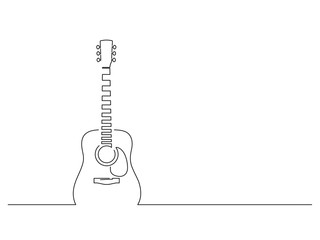Acoustic guitar isolated line drawing, vector illustration design. Music collection.