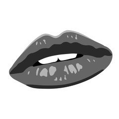 Bright bw sensual lips on wight background