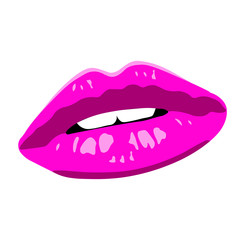 Bright rosy sensual lips on wight background