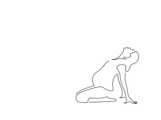 Pregnant woman practicing yoga isolated line drawing, vector illustration design. Maternity collection.
