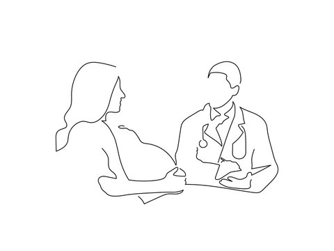 pregnant woman doctor line art clip art preview