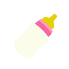 Pink baby bottle emoji vector, 