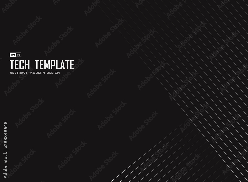 Poster abstract white line tech stripe on black background design template. illustration vector eps10