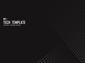 Abstract white line tech stripe on black background design template. illustration vector eps10