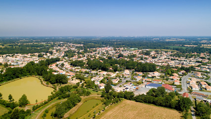 Fototapeta na wymiar Aerial view of Nesmy village in Vendee