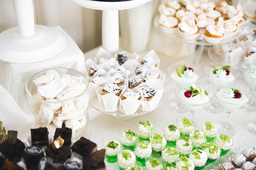 Fototapeta na wymiar Buffet with a variety of delicious sweets, food ideas, celebration