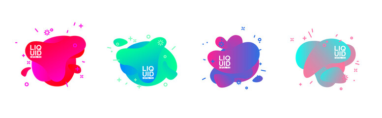 geometric colorful abstract shapes set badges background for banner web, app, poster. Trendy minimal modern design isolated white background. Abstract geometric shapes, lines patterns composition set.