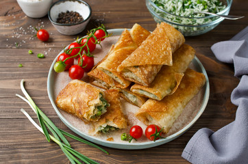 Tortilla wraps with cheese and green onions