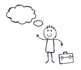 Man thinks on a white background. A sketch. Vector illustration.