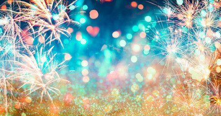 Firework with bokeh background