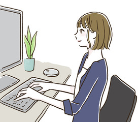 パソコン操作をする女性