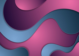 Blue purple abstract paper waves corporate background. Vector material design