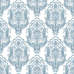 Vector damask seamless pattern background. Classical luxury old fashioned damask ornament, royal victorian seamless texture for wallpapers, textile, wrapping. Exquisite floral baroque template.