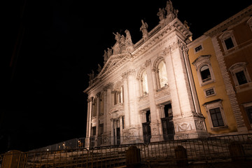 Fototapeta na wymiar Basilica of St. John in Lateran (San GIovanni In Laterano) at Rome at night