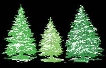 Vector image of christmas trees sketches