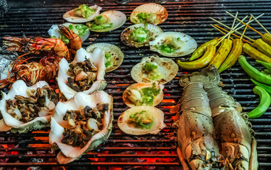 Cooking grilling scallop seashell mussel oyster