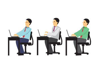 A group of three business people working in their desk in the office.
