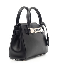 black leather bag isolated on white background