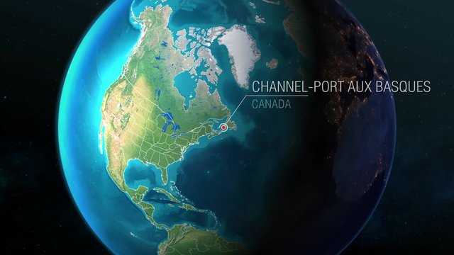 Canada - Channel-Port aux Basques - Zooming from space to earth